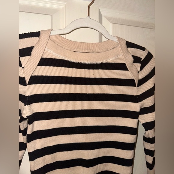 Current/Elliott womens Black and Cream Striped ribbed sweater 2 M fall winter - Picture 2 of 8
